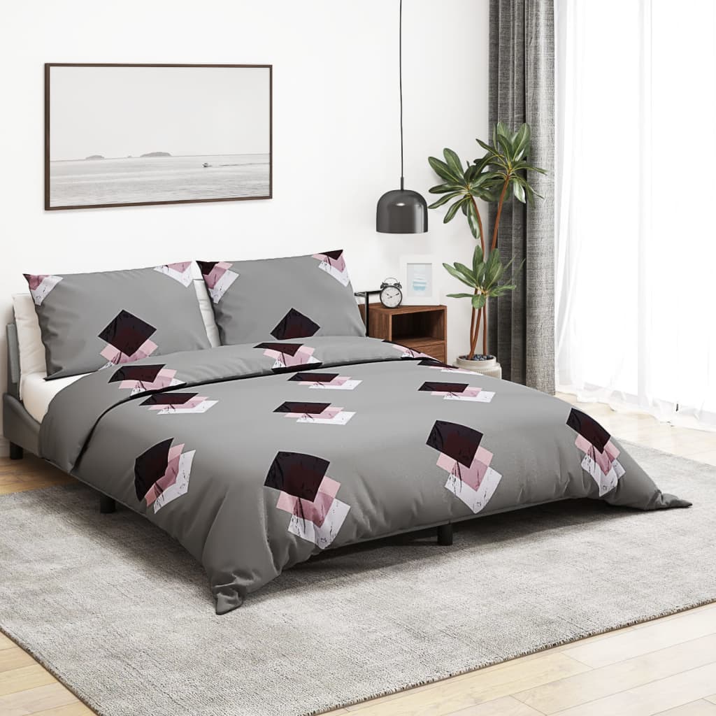 Ensemble De Housse De Couette Gris 200X200 Cm Coton Multicolore