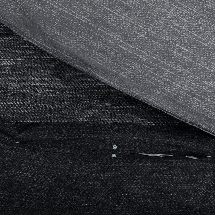 Ensemble De Housse De Couette Gris Foncé 200X200 Cm Coton Gris Foncé Et Noir