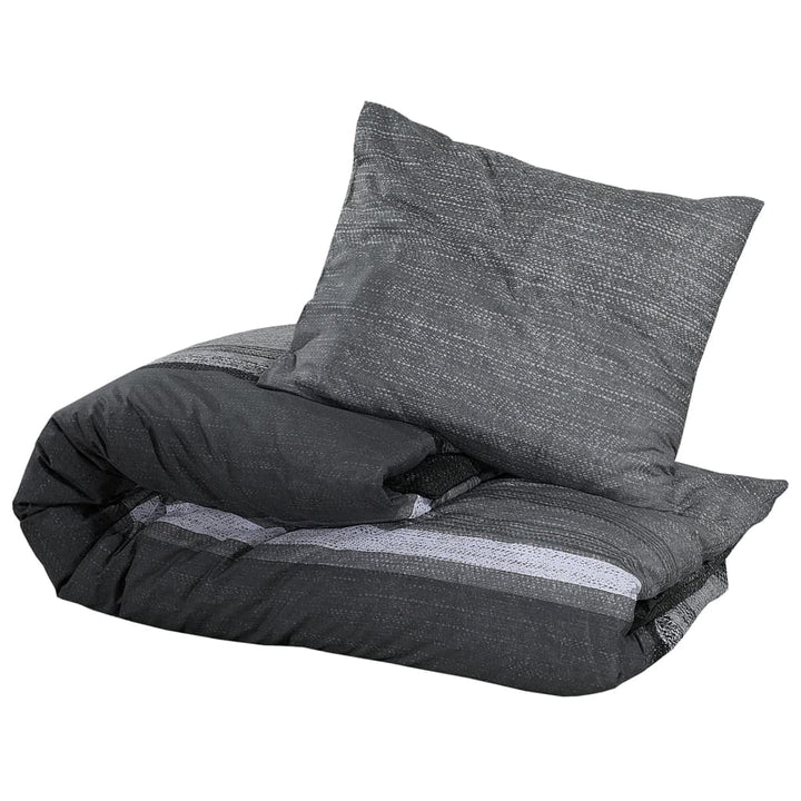 Ensemble De Housse De Couette Gris Foncé 200X200 Cm Coton Gris Foncé Et Noir