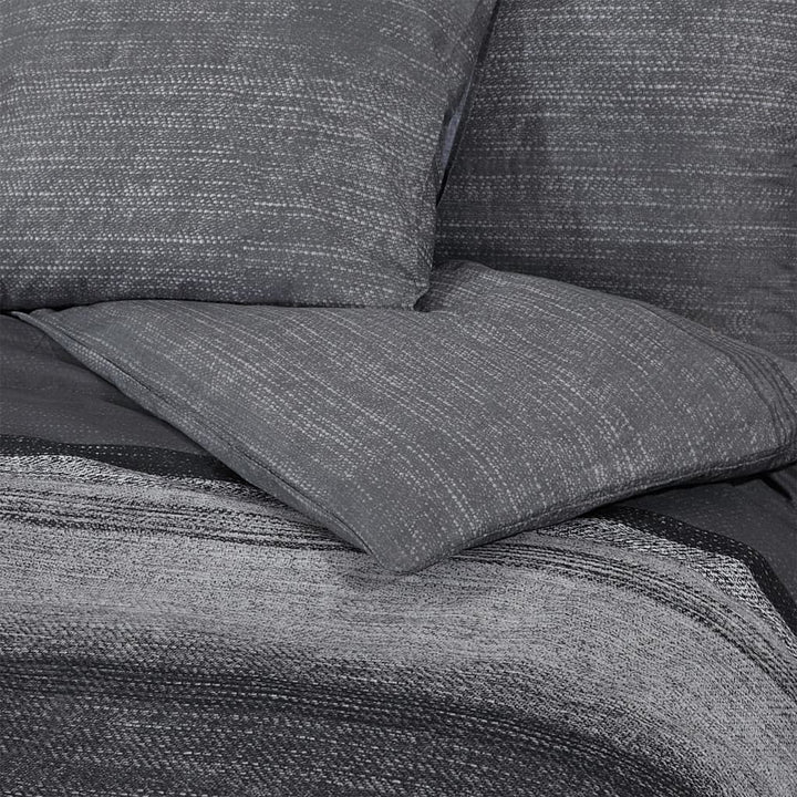 Ensemble De Housse De Couette Gris Foncé 260X240 Cm Coton Gris Foncé Et Noir