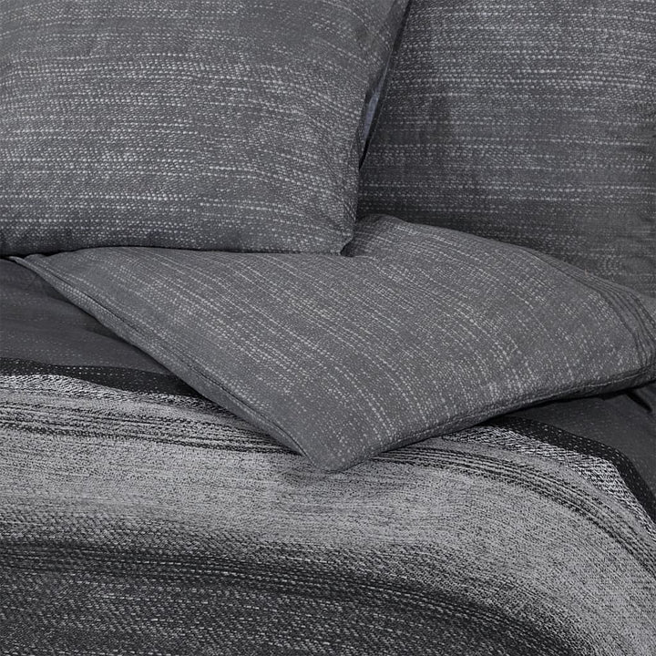 Ensemble De Housse De Couette Gris Foncé 135X200 Cm Coton Gris Foncé Et Noir
