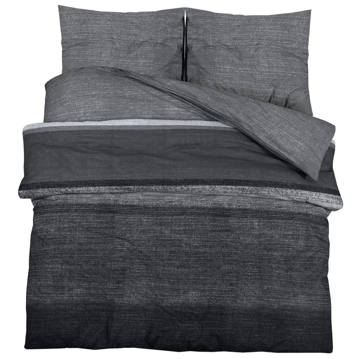 Ensemble De Housse De Couette Gris Foncé 200X200 Cm Coton Gris Foncé Et Noir