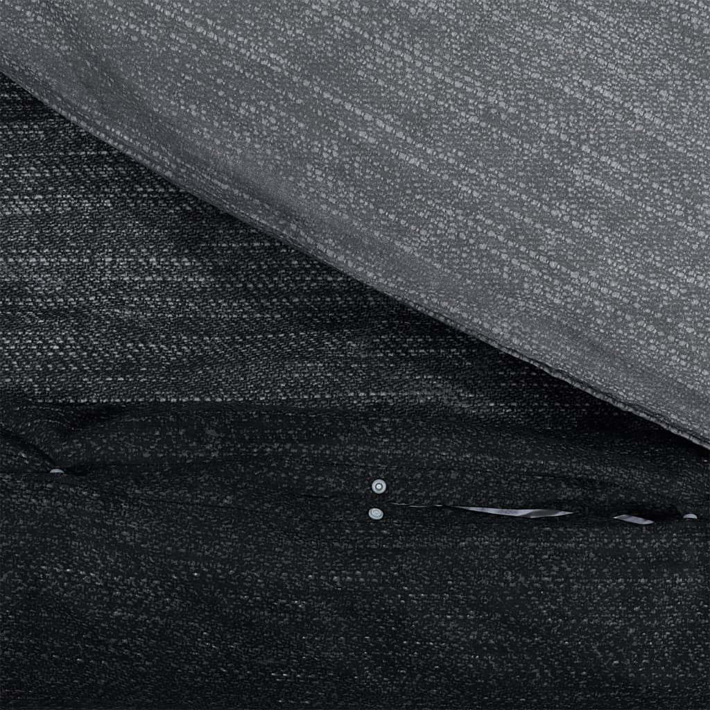 Ensemble De Housse De Couette Gris Foncé 200X200 Cm Coton Gris Foncé Et Noir