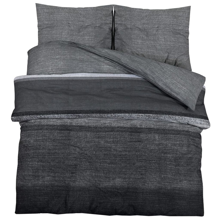 Ensemble De Housse De Couette Gris Foncé 140X200 Cm Coton Gris Foncé Et Noir