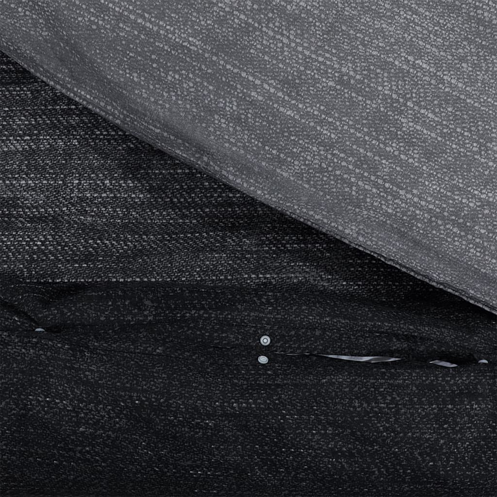 Ensemble De Housse De Couette Gris Foncé 140X200 Cm Coton Gris Foncé Et Noir