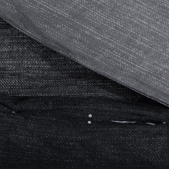 Ensemble De Housse De Couette Gris Foncé 140X200 Cm Coton Gris Foncé Et Noir