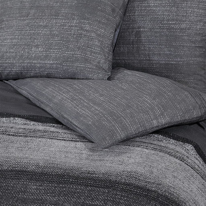 Ensemble De Housse De Couette Gris Foncé 140X200 Cm Coton Gris Foncé Et Noir