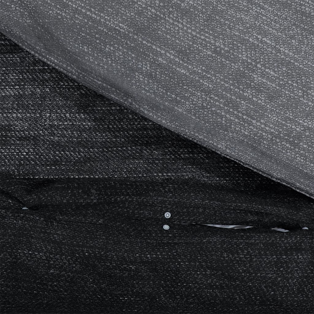 Ensemble De Housse De Couette Gris Foncé 200X200 Cm Coton Gris Foncé Et Noir