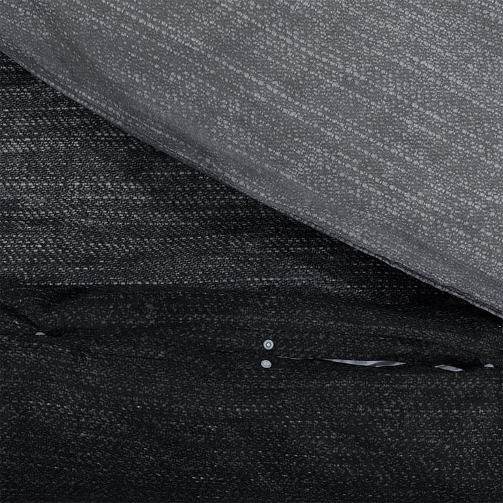 Ensemble De Housse De Couette Gris Foncé 200X200 Cm Coton Gris Foncé Et Noir