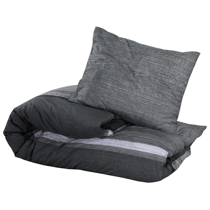 Ensemble De Housse De Couette Gris Foncé 225X220 Cm Coton Gris Foncé Et Noir