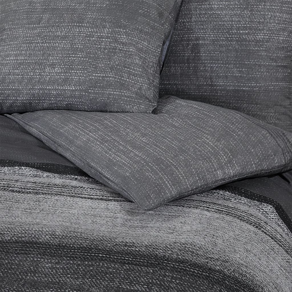 Ensemble De Housse De Couette Gris Foncé 260X220 Cm Coton Gris Foncé Et Noir