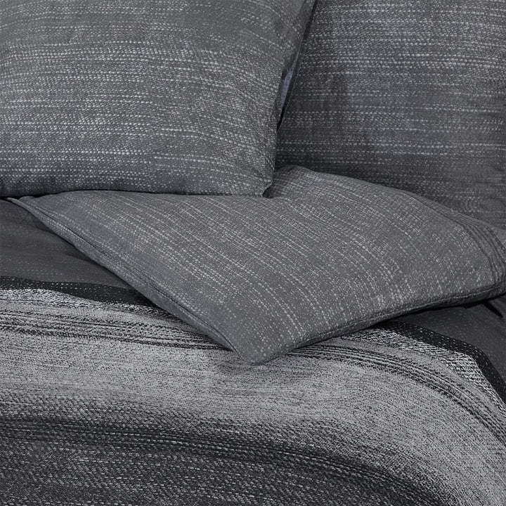Ensemble De Housse De Couette Gris Foncé 260X220 Cm Coton Gris Foncé Et Noir