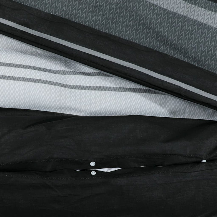 Ensemble De Housse De Couette Noir Et Blanc 140X200 Cm Coton Rayures Noires