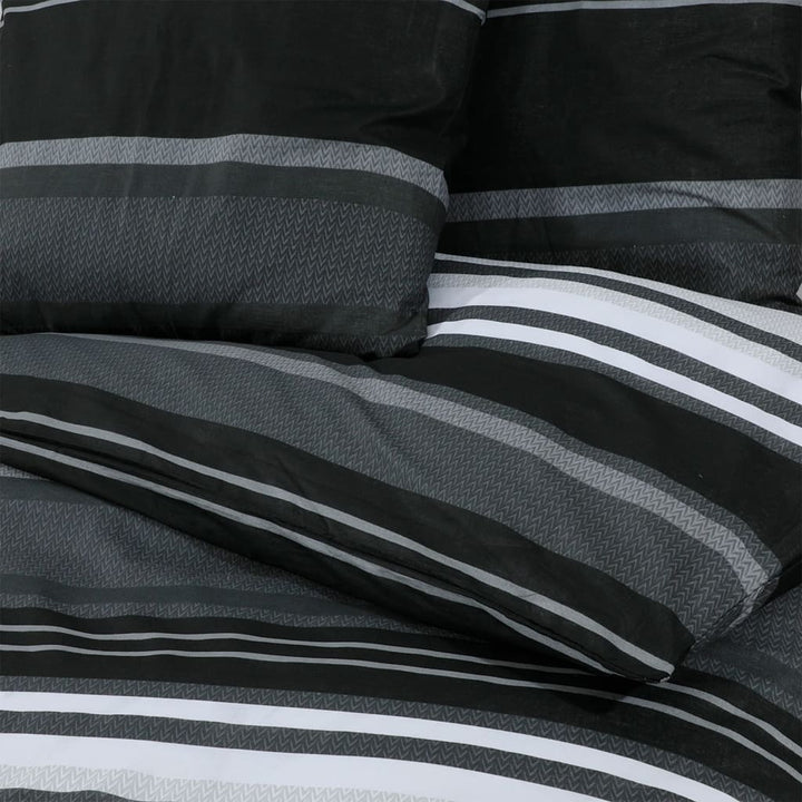 Ensemble De Housse De Couette Noir Et Blanc 140X200 Cm Coton Rayures Noires