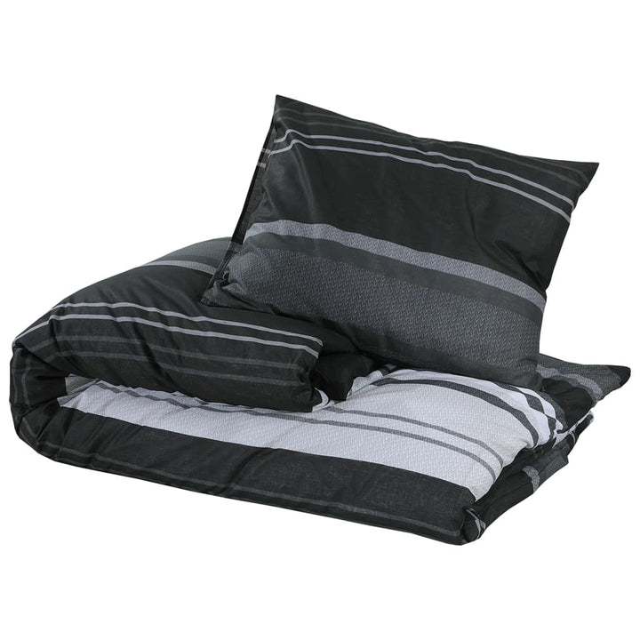 Ensemble De Housse De Couette Noir Et Blanc 220X240 Cm Coton Rayures Noires