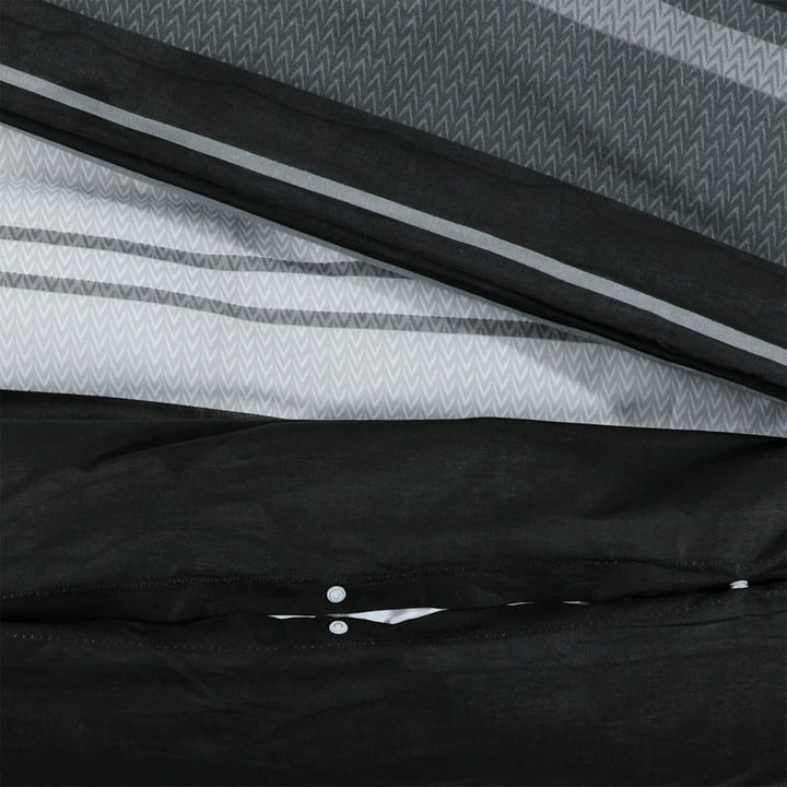 Ensemble De Housse De Couette Noir Et Blanc 135X200 Cm Coton Rayures Noires