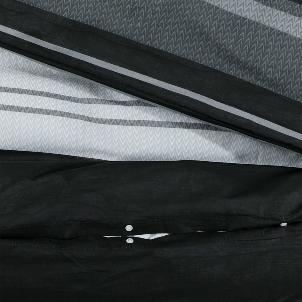 Ensemble De Housse De Couette Noir Et Blanc 155X220 Cm Coton Rayures Noires