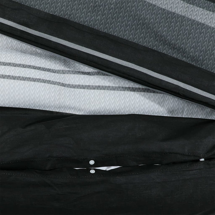 Ensemble De Housse De Couette Noir Et Blanc 155X220 Cm Coton Rayures Noires