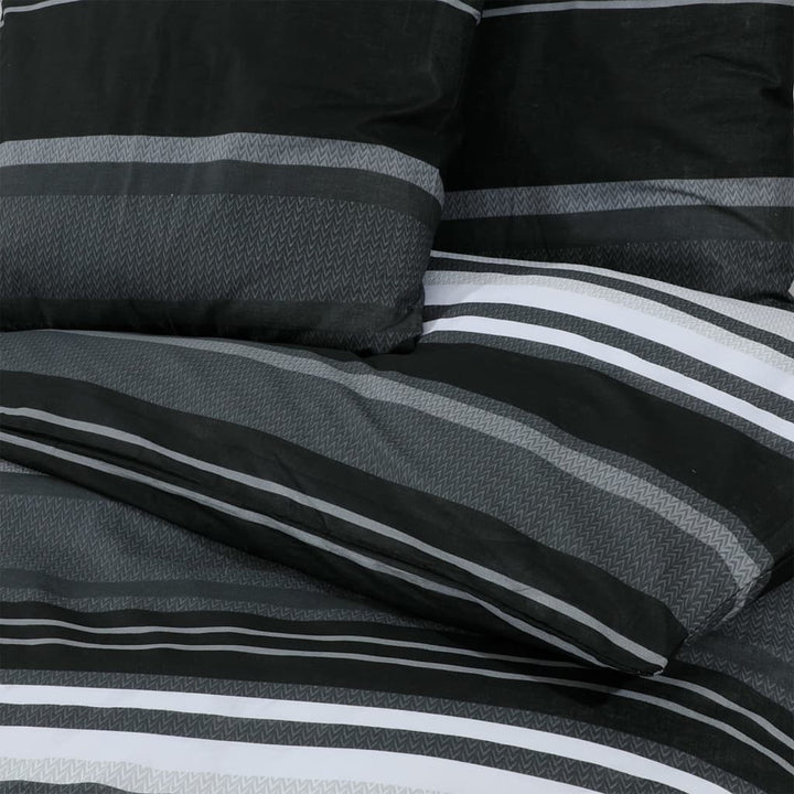 Ensemble De Housse De Couette Noir Et Blanc 200X200 Cm Coton Rayures Noires