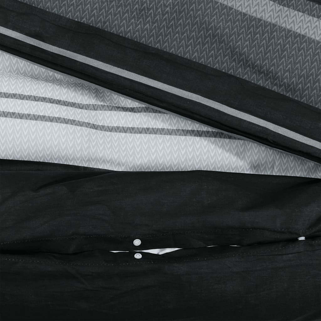 Ensemble De Housse De Couette Noir Et Blanc 200X200 Cm Coton Rayures Noires