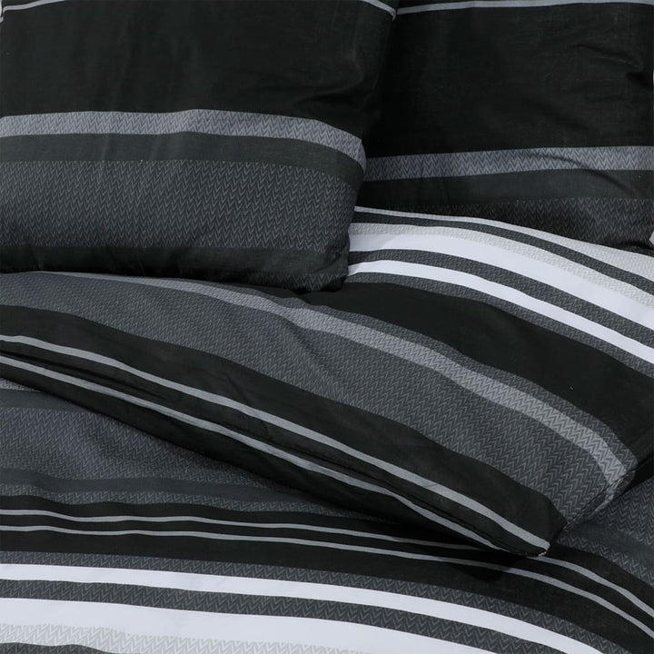 Ensemble De Housse De Couette Noir Et Blanc 200X200 Cm Coton Rayures Noires