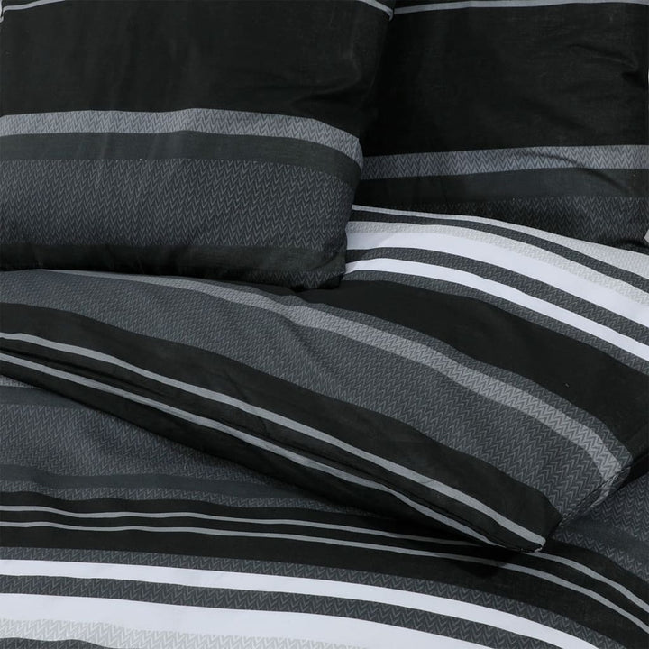 Ensemble De Housse De Couette Noir Et Blanc 225X220 Cm Coton Rayures Noires
