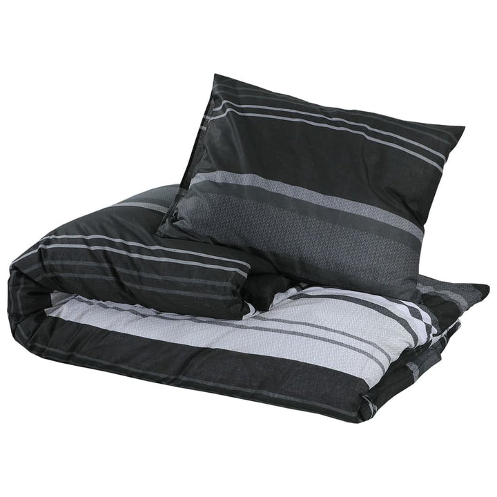 Ensemble De Housse De Couette Noir Et Blanc 260X220 Cm Coton Rayures Noires
