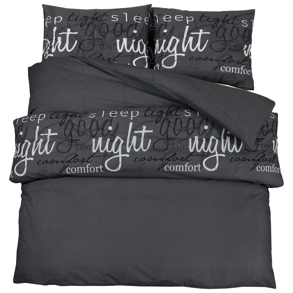 Ensemble De Housse De Couette Noir 200X200 Cm Coton Noir Et Blanc