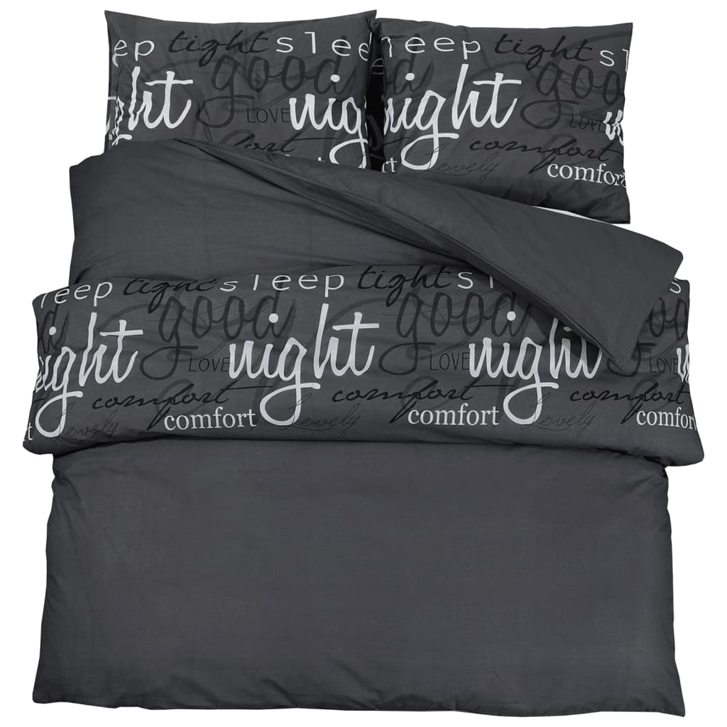 Ensemble De Housse De Couette Noir 200X200 Cm Coton Noir Et Blanc