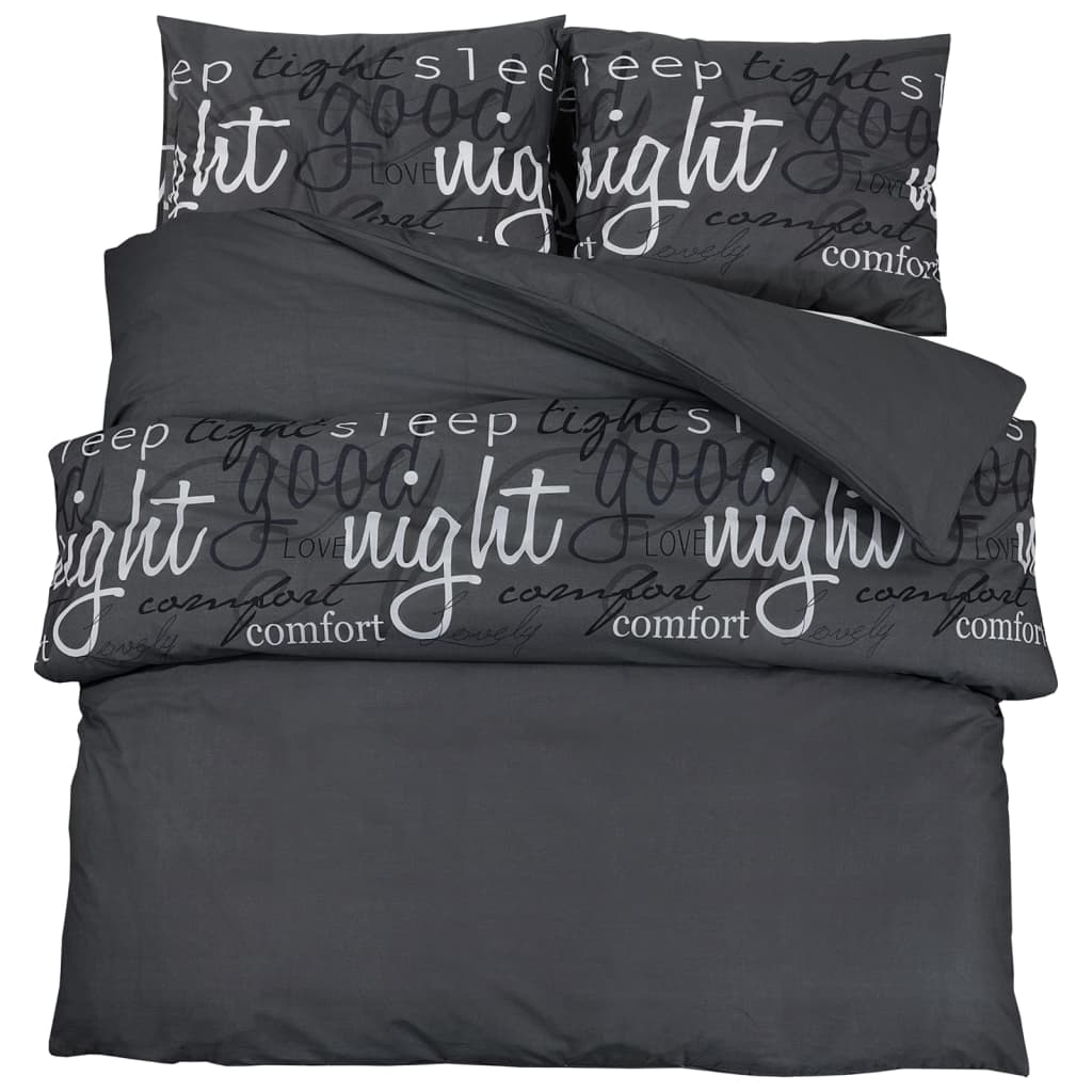 Ensemble De Housse De Couette Noir 260X220 Cm Coton Noir Et Blanc
