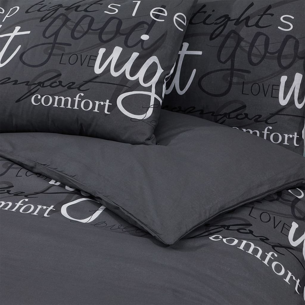 Ensemble De Housse De Couette Noir 260X220 Cm Coton Noir Et Blanc