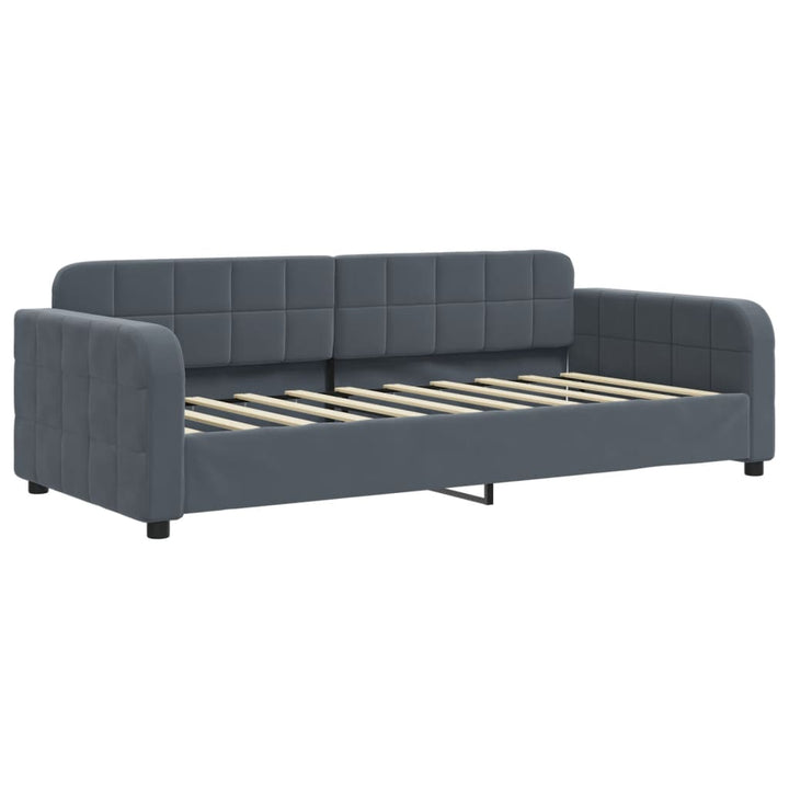 Lit De Jour Avec Gigogne Et Tiroirs 90X190Cm Velours Gris Foncé