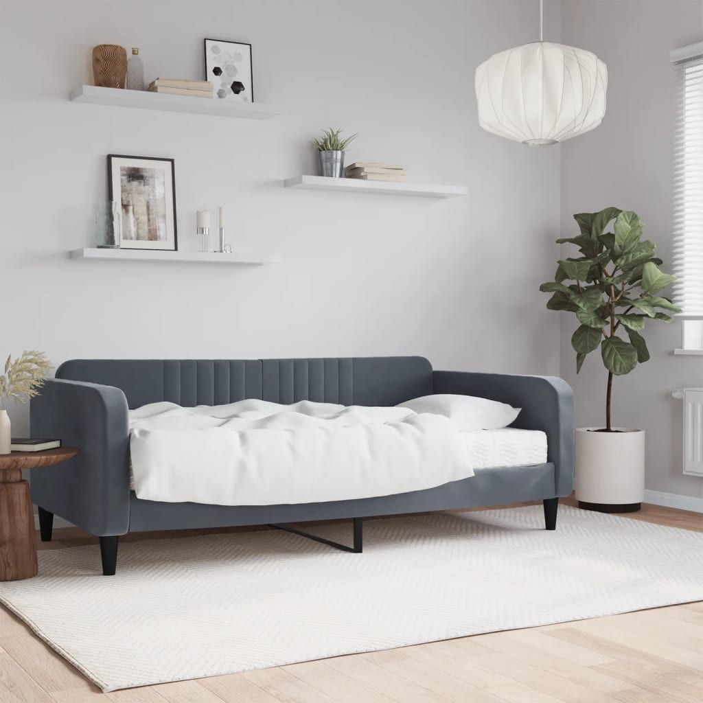 Lit De Repos Velours Gris Foncé