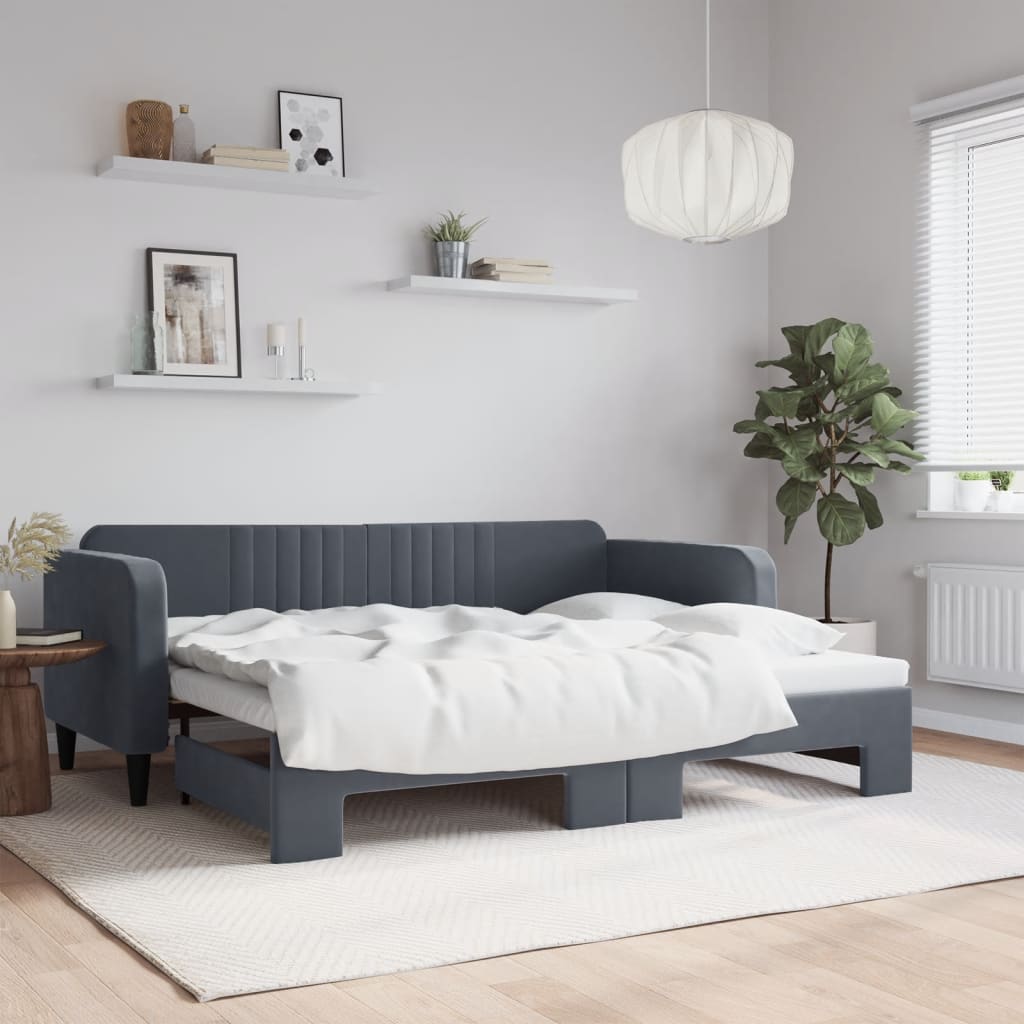 Lit De Repos Velours Gris Foncé
