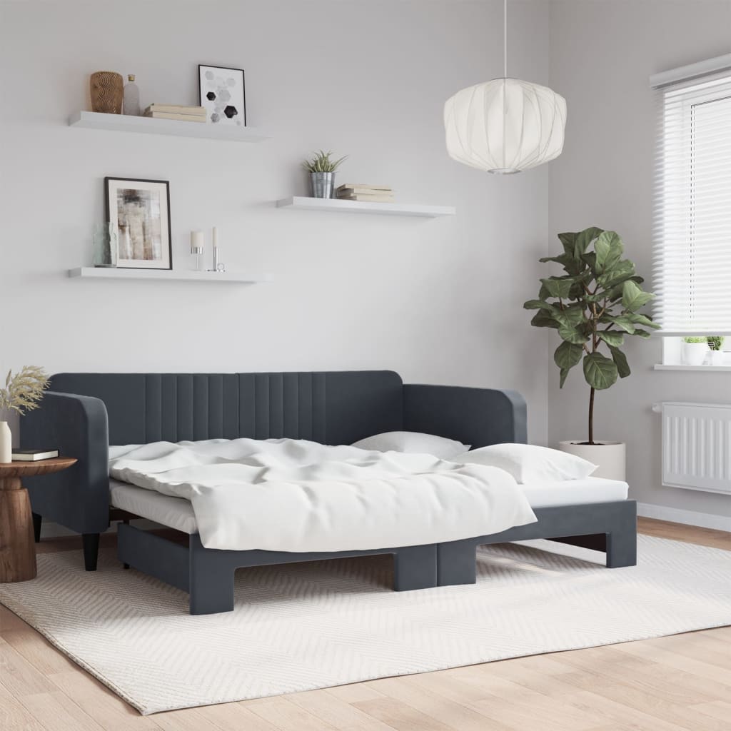 Lit De Repos Velours Gris Foncé