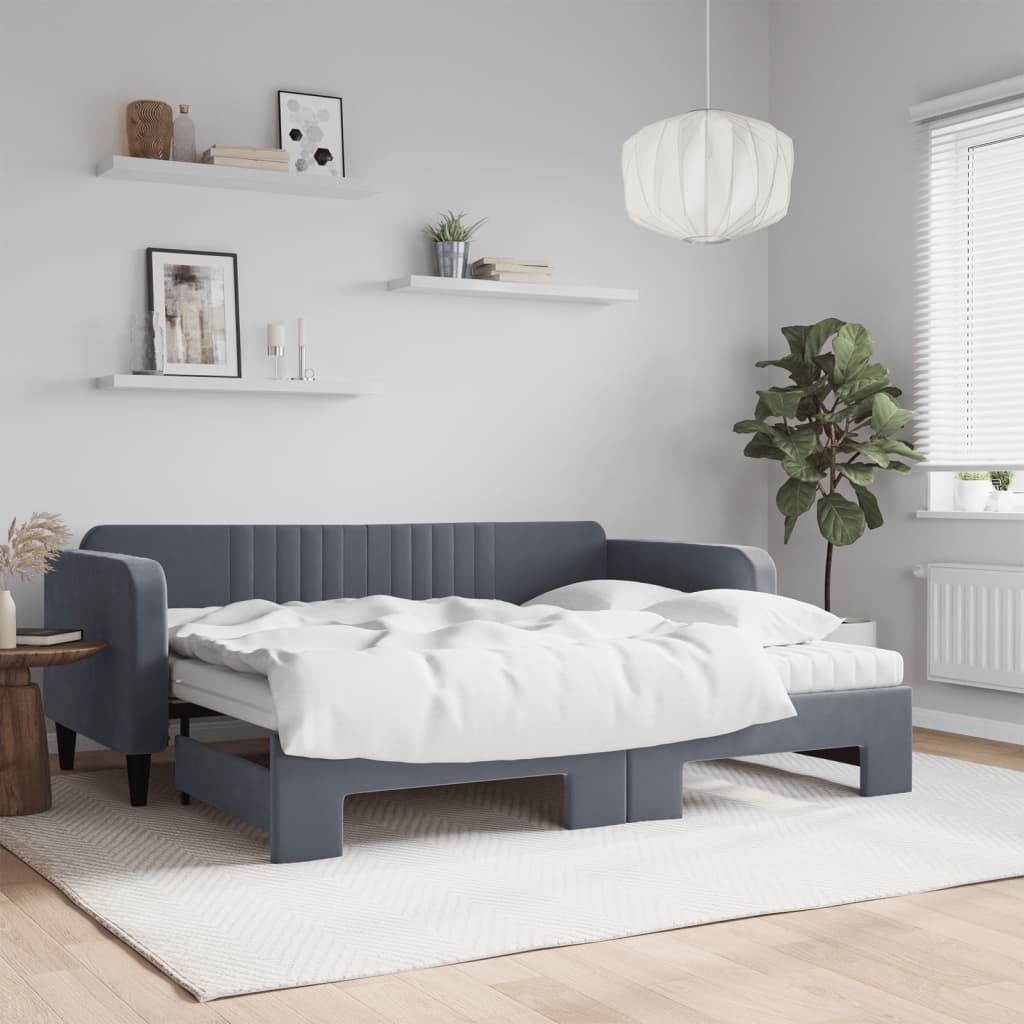Lit De Repos Velours Gris Foncé