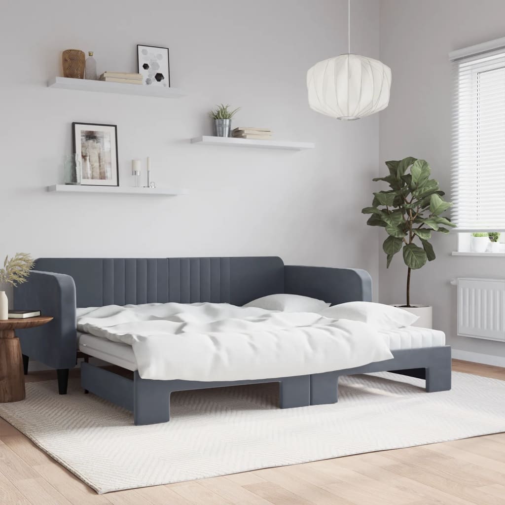 Lit De Repos Velours Gris Foncé