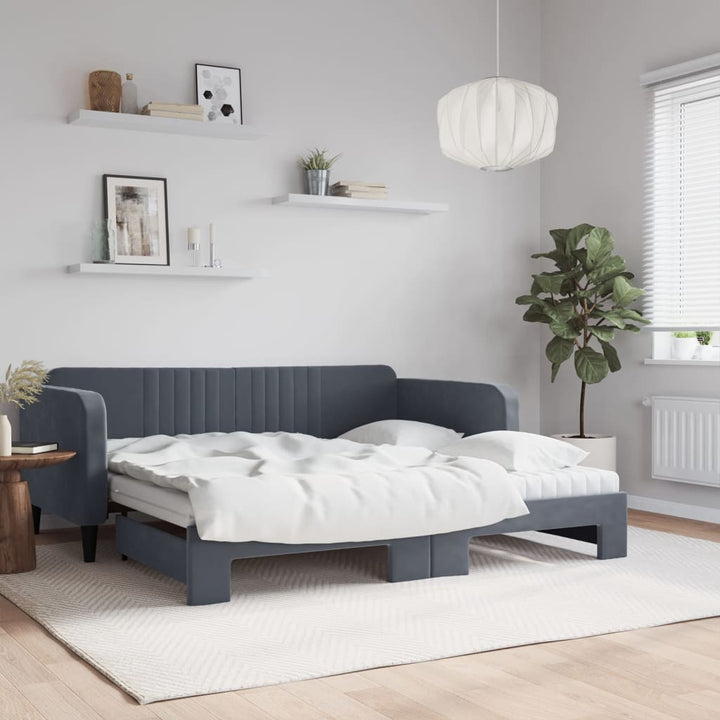 Lit De Repos Velours Gris Foncé