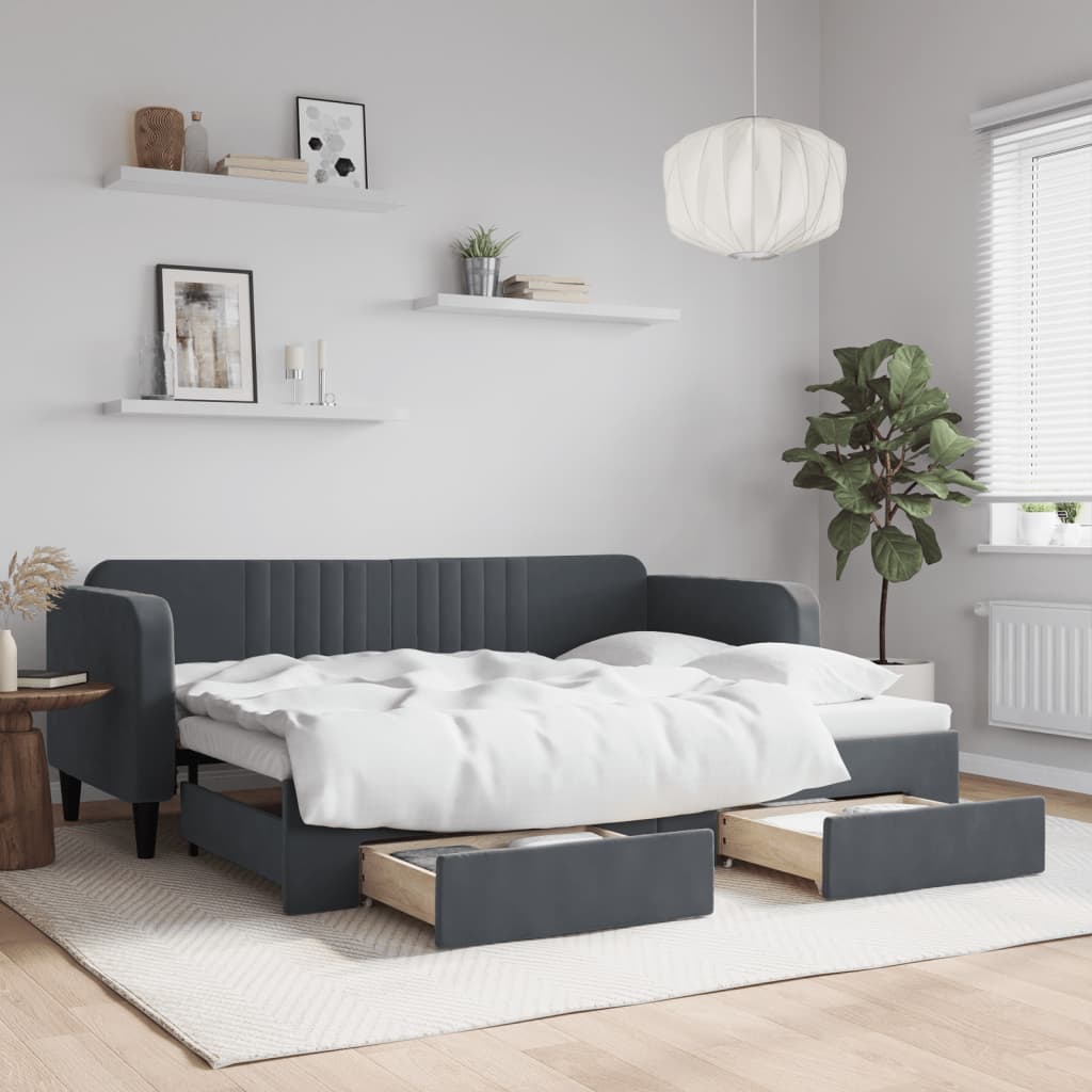 Lit De Repos Velours Gris Foncé