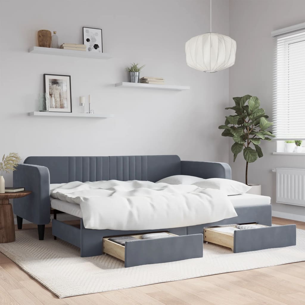 Lit De Repos Velours Gris Foncé