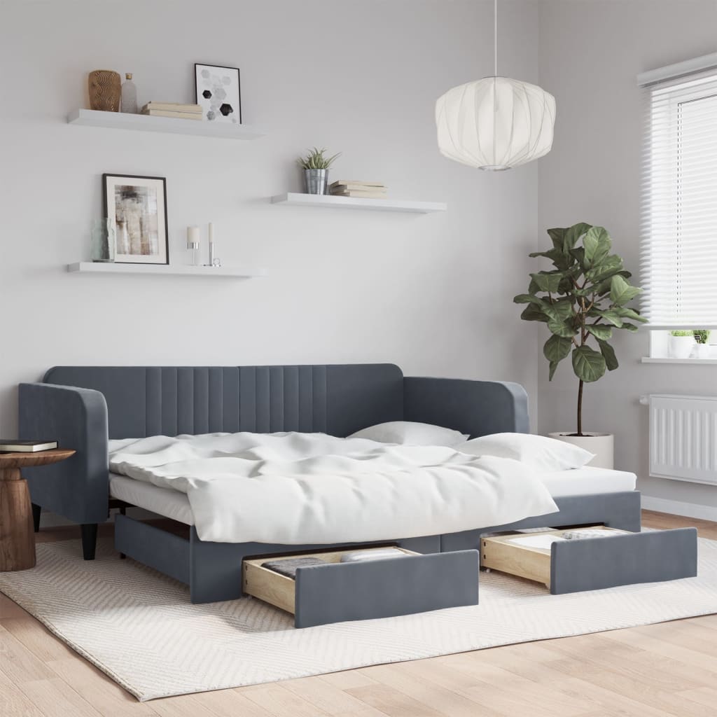 Lit De Repos Velours Gris Foncé