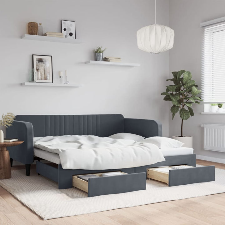 Lit De Repos Velours Gris Foncé