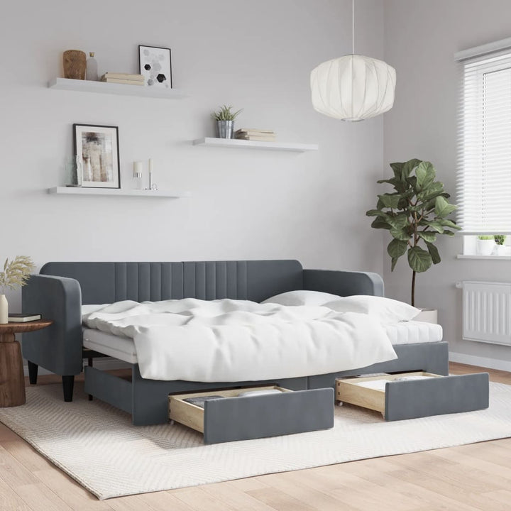 Lit De Repos Velours Gris Foncé