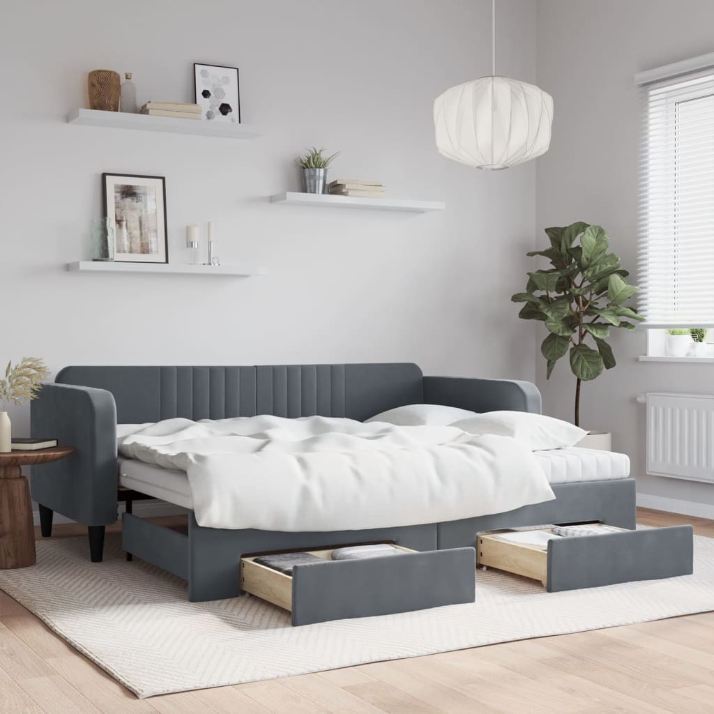 Lit De Repos Velours Gris Foncé