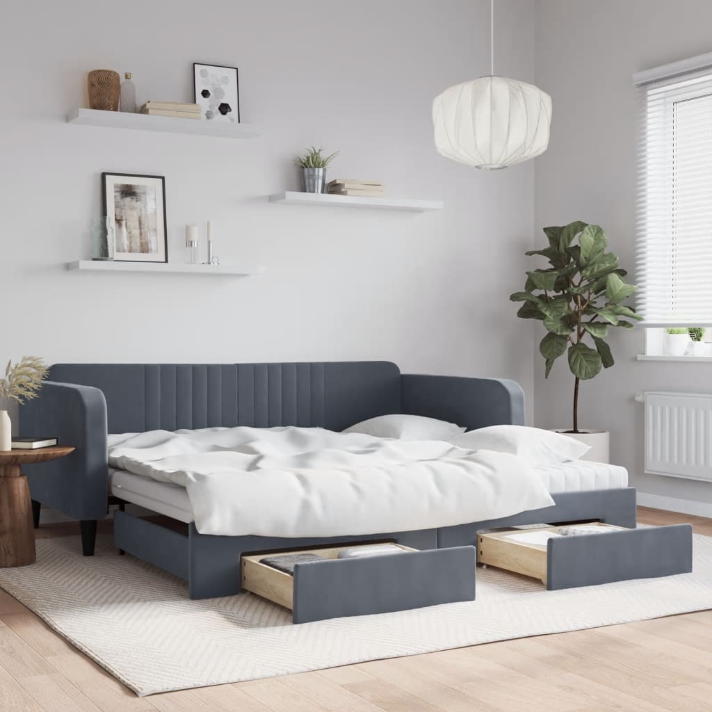 Lit De Repos Velours Gris Foncé