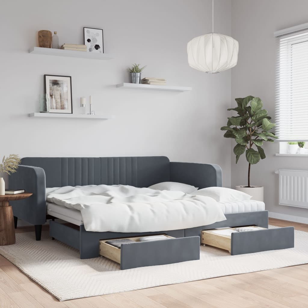 Lit De Repos Velours Gris Foncé