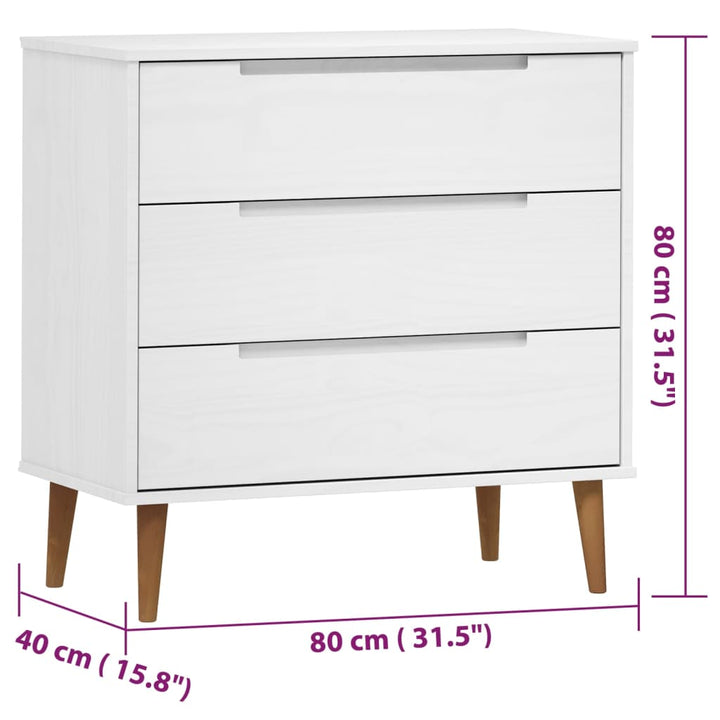 Commode Molde 80X40X80 Cm Bois De Pin Massif