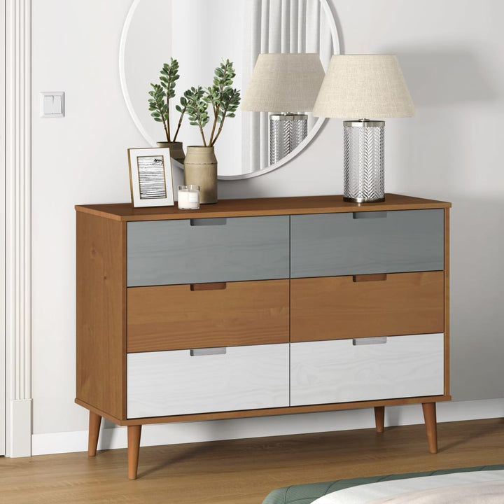 Commode Molde 113X40X80 Cm Bois De Pin Massif