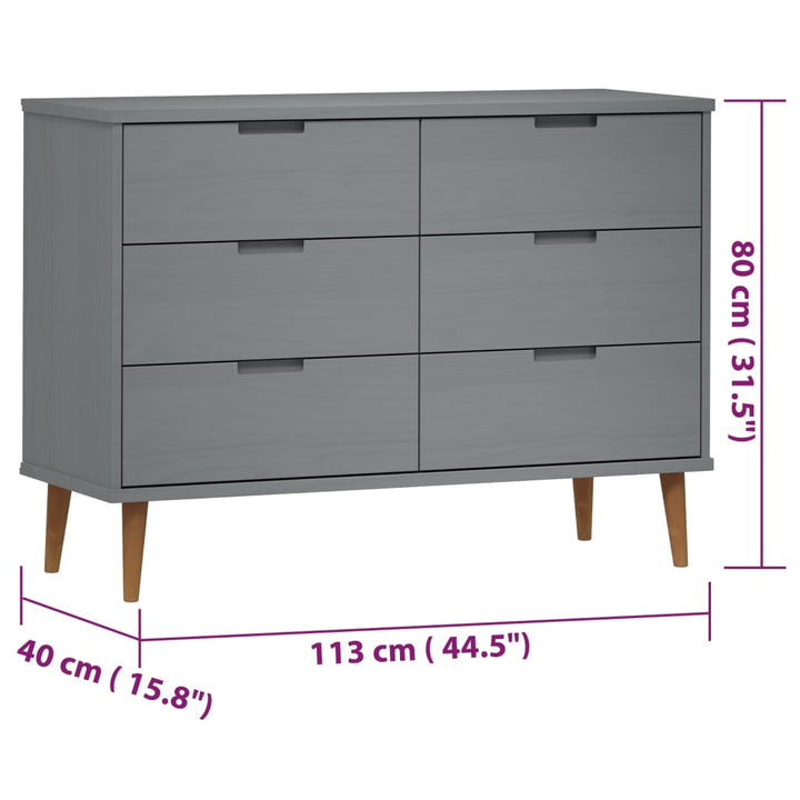 Commode Molde 113X40X80 Cm Bois De Pin Massif