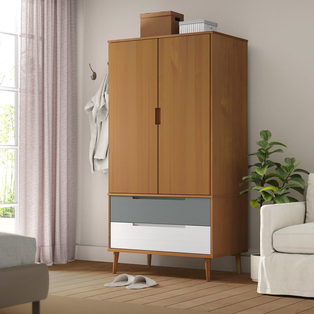 Garde-Robe Molde 90X55X175 Cm Bois Massif De Pin